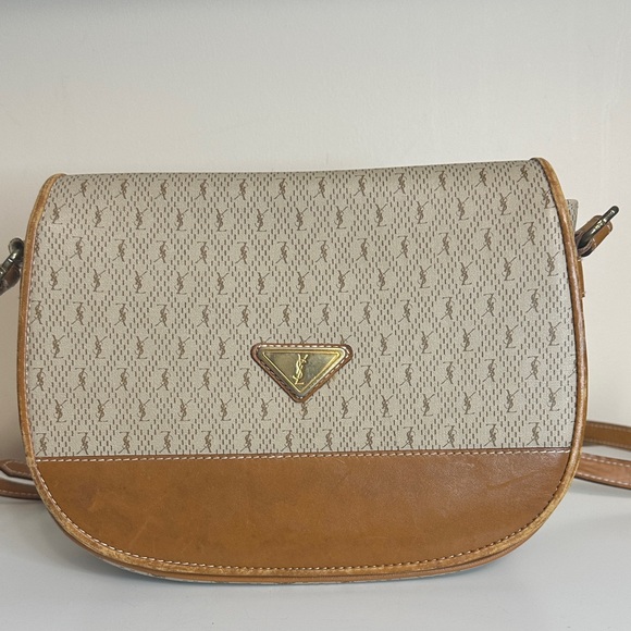 Yves Saint Laurent Handbags - Yves Saint Laurent Cream and Tan Crossbody Bag